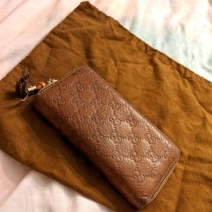 Gucci leather wallet - light brown guccissima